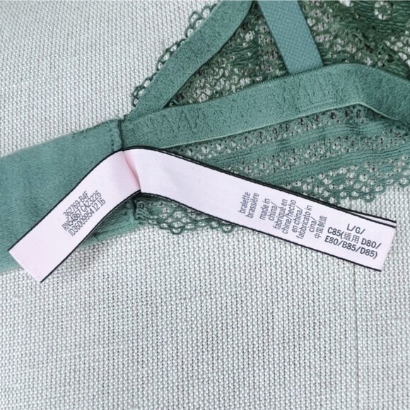 Victoria’s Secret Bralette sz L * Green Floral Stretch Lace No Wire Wireless - Picture 6 of 7